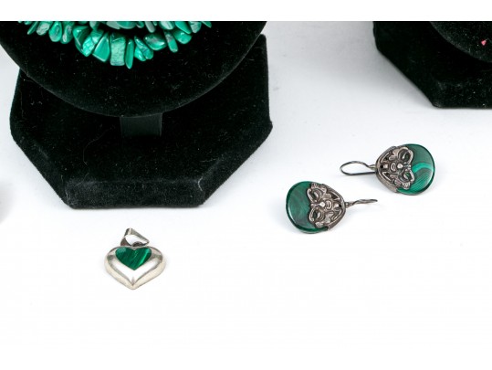 Deep Green Malachite Stone Necklaces And Earrings
