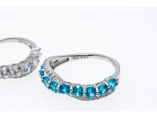 Lot Of Eleven Assorted Sterling Silver Rings Group, Synthetic And Glass Stones