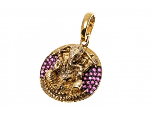 Vermeil Sterling And Pink Tourmaline Deity Pendant