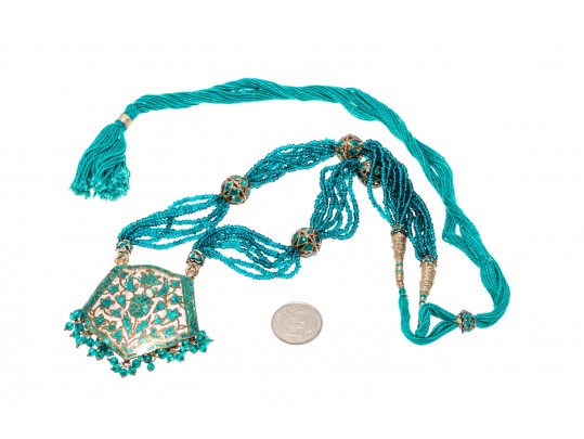 Lot Of Assorted Indian Motif Jewelry Pieces, Including Enamels And Opaque Rubies