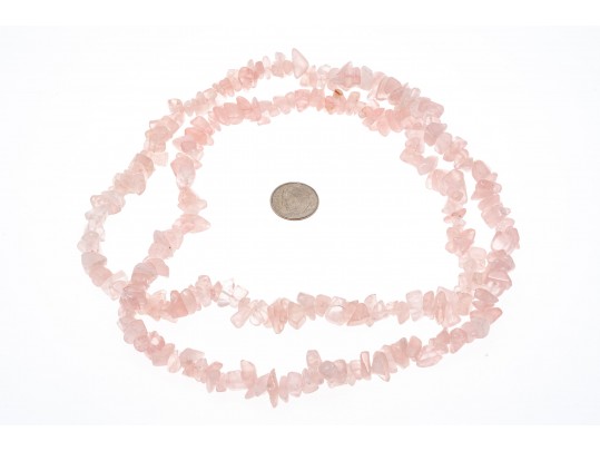 Lot Of Pretty Rose Quartz Themed Jewelery, Including A Heart Motif Bracelet