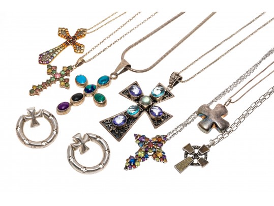 Collection Of Cross Pendant Necklaces And Cross Pendant Earrings