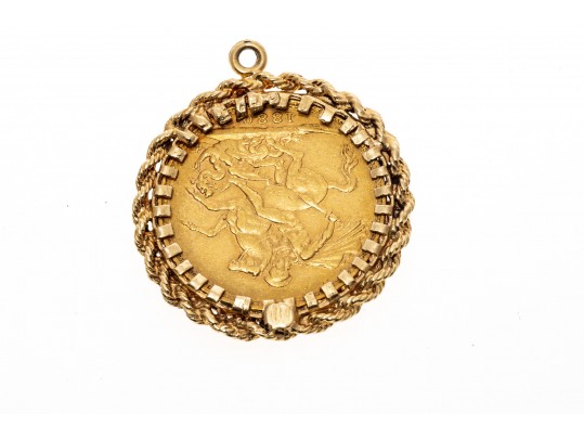 1880 British Gold Coin In 14K Pendant