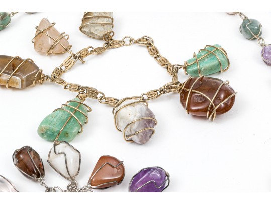 Colorful Hard Stone Necklace And Bracelets