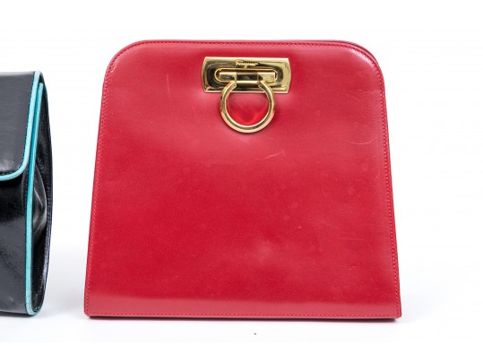 Ferragamo Leather Shoulder Bag And Clutch