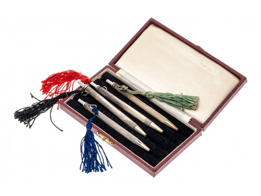 Set Of Four Antique Sterling English Pens