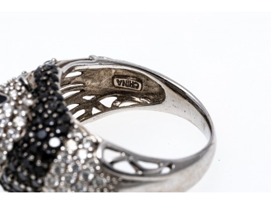 Lot Of Three Sterling Silver And CZ Jewelry Pieces, Including Panda Motif Jewelry