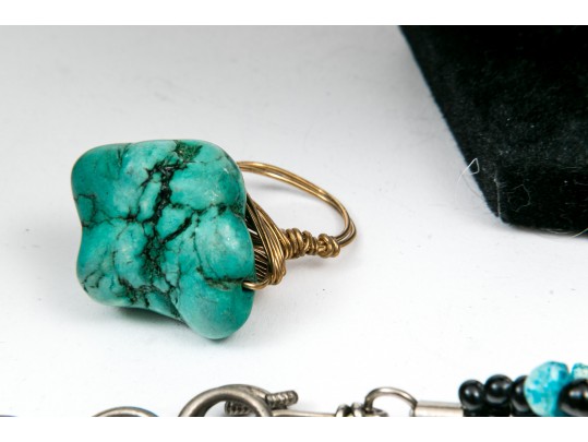 Large Group Of Colorful Turquoise And Cinnabar Jewelry