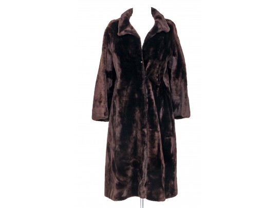 A Vintage Sheared Mouton Full Length Coat By Revillon Freres