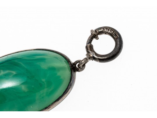 Two Blue And Green Glass Sterling Bracelets