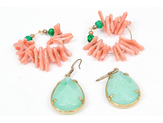 Colorful Fluorite, Amethyst And Coral Beaded Jewelry