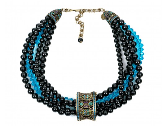 Stunning Multi-Strand Onyx Heidi Daus Necklace