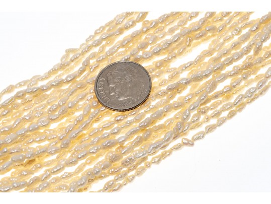 Wide Many Stranded Keshi Pearl, Sterling Bracelet