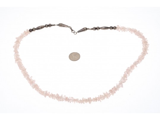 Lot Of Pretty Rose Quartz Themed Jewelery, Including A Heart Motif Bracelet