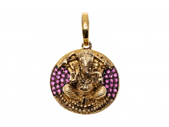 Vermeil Sterling And Pink Tourmaline Deity Pendant
