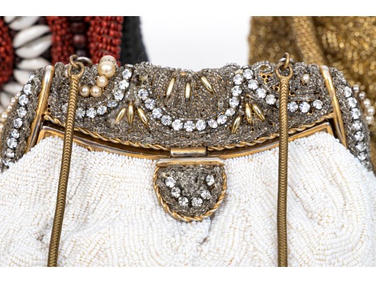 Six Classic Colorful Beaded Hand Bags 