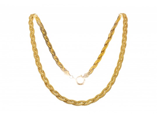 14K Braided Herringbond Chain Necklace