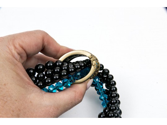 Stunning Multi-Strand Onyx Heidi Daus Necklace