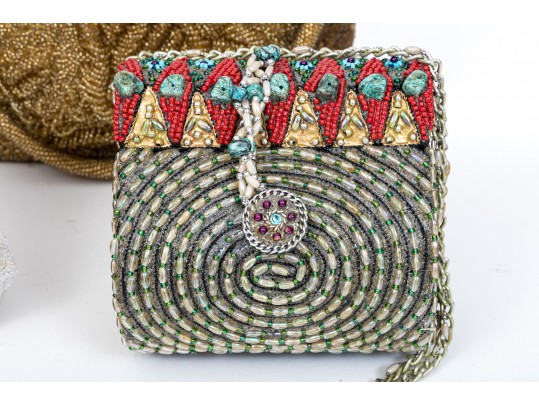 Six Classic Colorful Beaded Hand Bags 