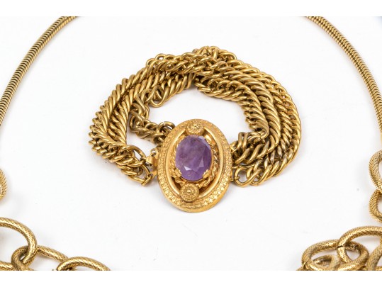 Purple Stone Fashion Bracelet And Necklace