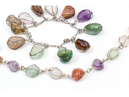 Colorful Hard Stone Necklace And Bracelets
