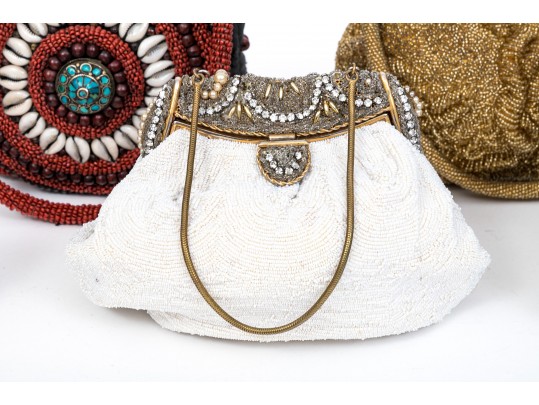 Six Classic Colorful Beaded Hand Bags 