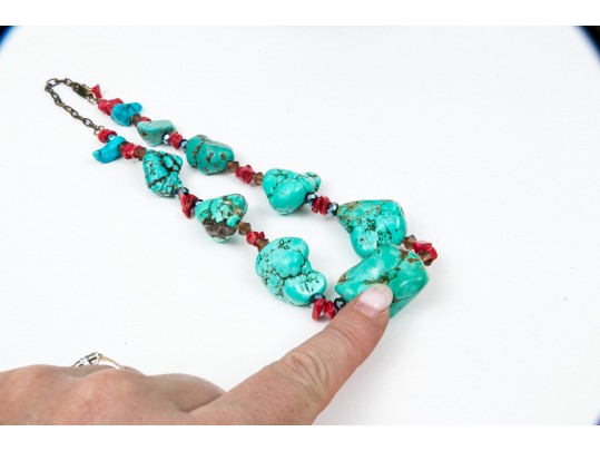 Large Group Of Colorful Turquoise And Cinnabar Jewelry