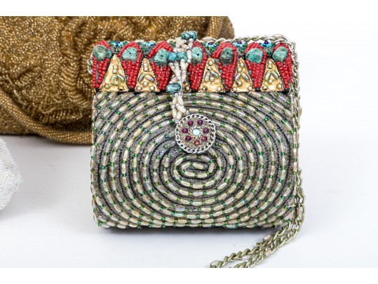 Six Classic Colorful Beaded Hand Bags 