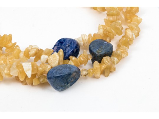 Eight Colorful Strung Tumbled Stone Necklaces