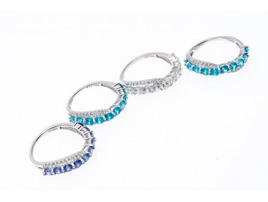 Lot Of Eleven Assorted Sterling Silver Rings Group, Synthetic And Glass Stones