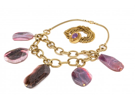 Purple Stone Fashion Bracelet And Necklace