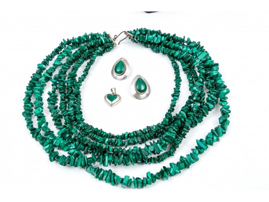 Deep Green Malachite Stone Necklaces And Earrings