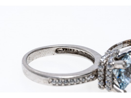 Lot Of Two Sterling Silver Quartz And Blue Topaz And CZ Rings