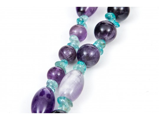 Colorful Fluorite, Amethyst And Coral Beaded Jewelry
