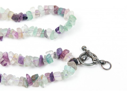 Colorful Fluorite, Amethyst And Coral Beaded Jewelry