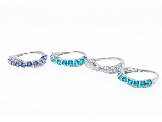 Lot Of Eleven Assorted Sterling Silver Rings Group, Synthetic And Glass Stones