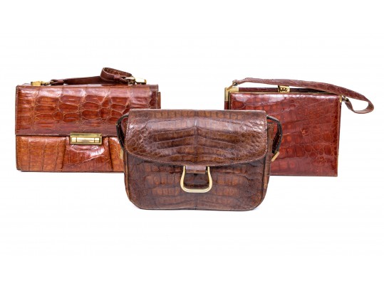 Three Stylish Allagator Leather Shoulder And Hand Bags