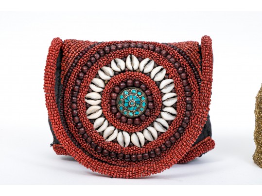 Six Classic Colorful Beaded Hand Bags 