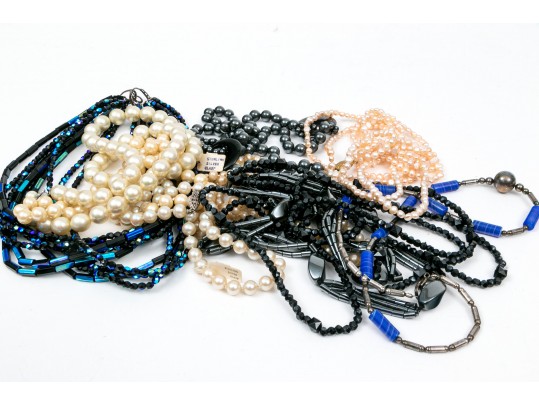 Eleven Stone And Faux Pearl Beaded Necklaces