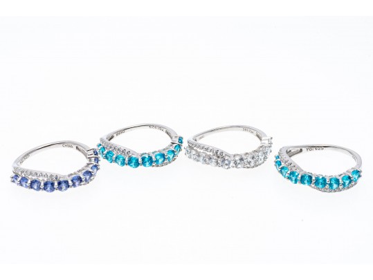 Lot Of Eleven Assorted Sterling Silver Rings Group, Synthetic And Glass Stones