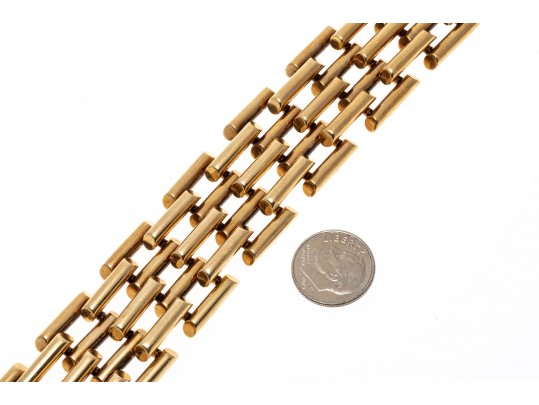 14K Open Bar Styled Wide Link Bracelet