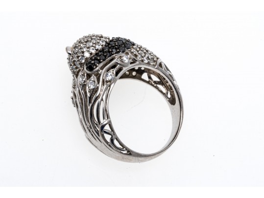 Lot Of Three Sterling Silver And CZ Jewelry Pieces, Including Panda Motif Jewelry