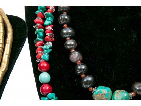 Large Group Of Colorful Turquoise And Cinnabar Jewelry