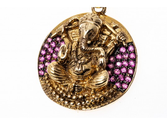 Vermeil Sterling And Pink Tourmaline Deity Pendant