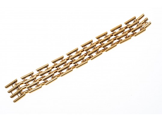 14K Open Bar Styled Wide Link Bracelet