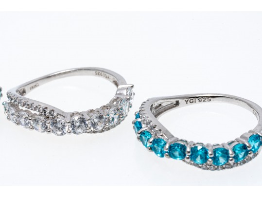 Lot Of Eleven Assorted Sterling Silver Rings Group, Synthetic And Glass Stones