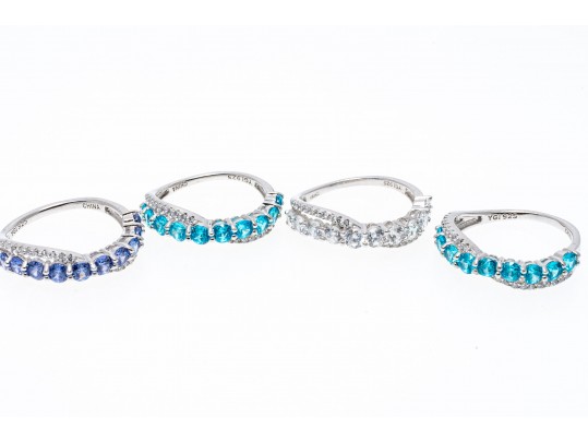 Lot Of Eleven Assorted Sterling Silver Rings Group, Synthetic And Glass Stones