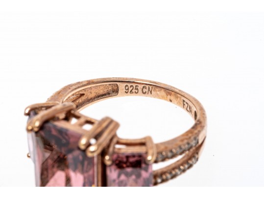 Lot Of Sterling Silver Rose Vermeil, CZ And Mystic Topaz Jewelry Pieces