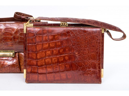 Three Stylish Allagator Leather Shoulder And Hand Bags