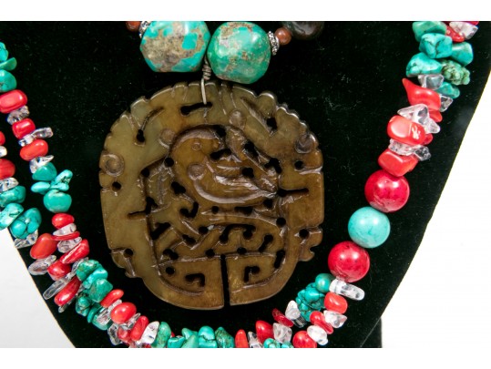 Large Group Of Colorful Turquoise And Cinnabar Jewelry